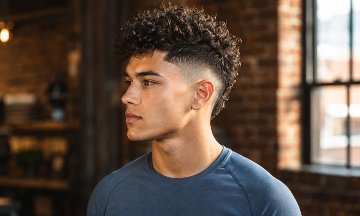 Curly Burst Fade Faux Hawk
