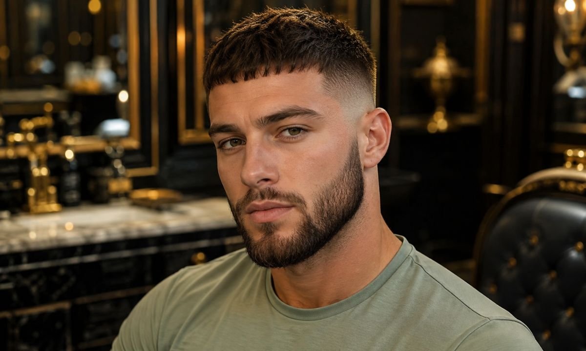Burst Fade Crew Cut With Beard