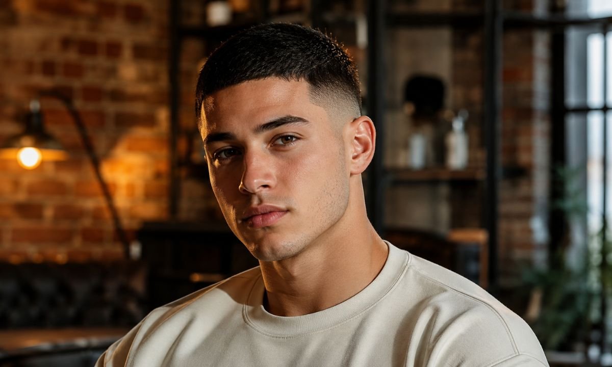Short Crew Cut with Burst Fade